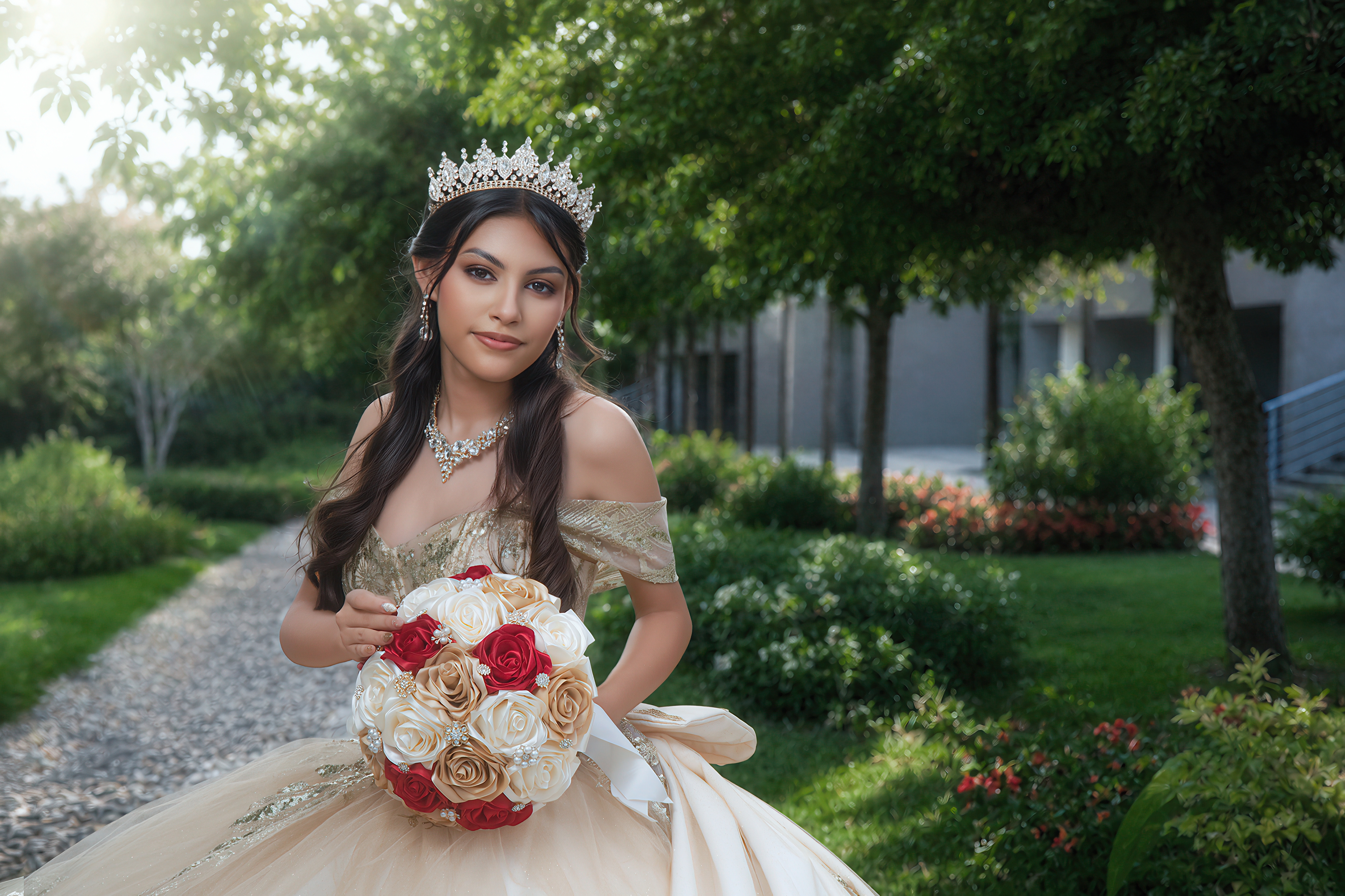 Retrato de Isabella con corona y ramo